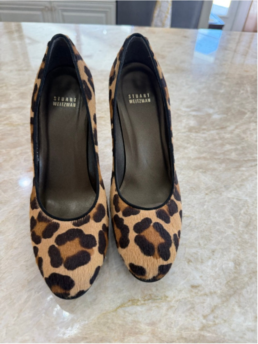Stuart Weitzman platform Heels 8.5 Brown Black Leopard Print, stiletto. Timeless